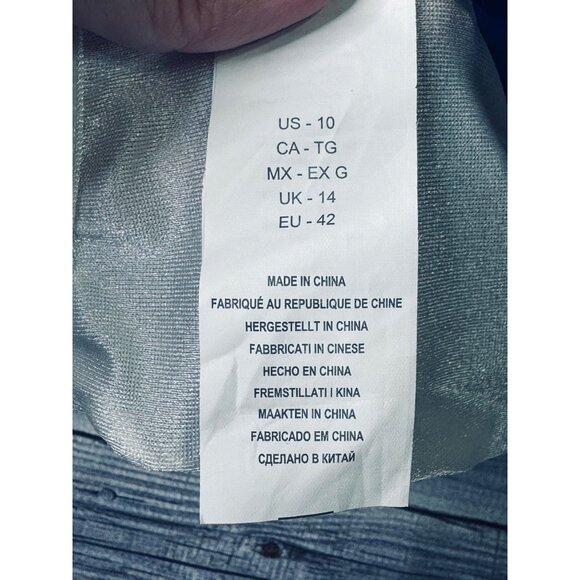 Maxine of Hollywood Navy Hula Leaf Tankini Swim Bandeau Top Size 10 Side Tie - Picture 5 of 11